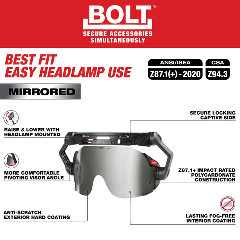 Milwaukee 48-73-1429 BOLT Full Face Shield - Mirrored Dual Coat Lens