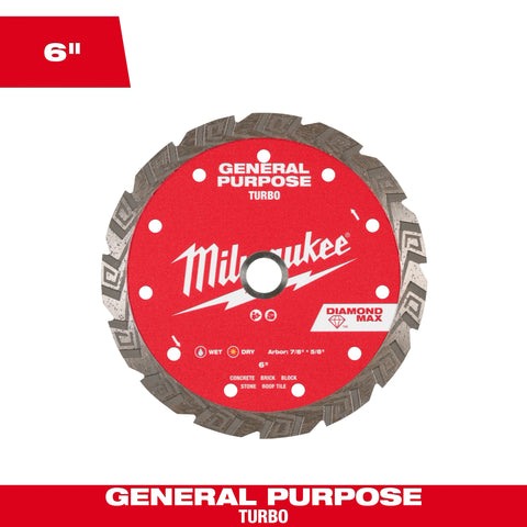 Milwaukee 49-93-9106 6" Diamond Max™ Turbo General Purpose Diamond Blade