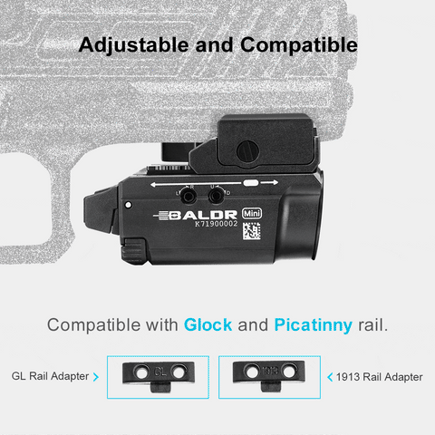 OLIGHT BALDRMINITBK Baldr Mini / Baldr RL Mini Laser Combo Tactical Light 600 Lumens