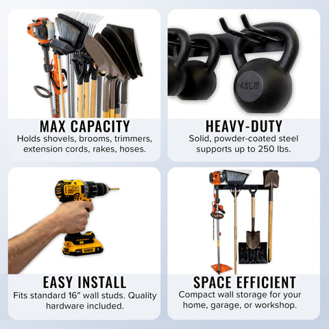 BLAT Tool Storage Rack | Wall Mount Garage Organizer | Black