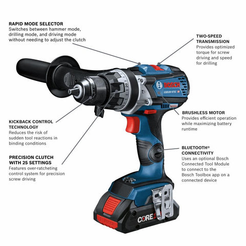Bosch GSB18V-975CB25 18V 1/2 In. Hammer Drill/Driver Kit