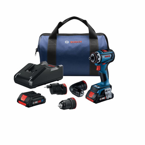 Bosch GSR18V-800FCB24 18V Drill/Driver with 5-In-1 Flexiclick System and 2pk CORE18V 4 Ah Advanced Power Battery
