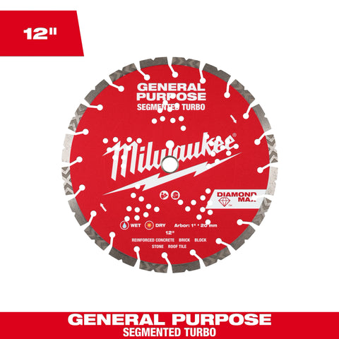 Milwaukee 49-93-9012 12" Diamond Max™ Segmented Turbo General Purpose Diamond Blade