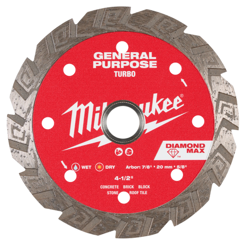 Milwaukee 49-93-9104 4.5" Diamond Max™ Turbo General Purpose Diamond Blade