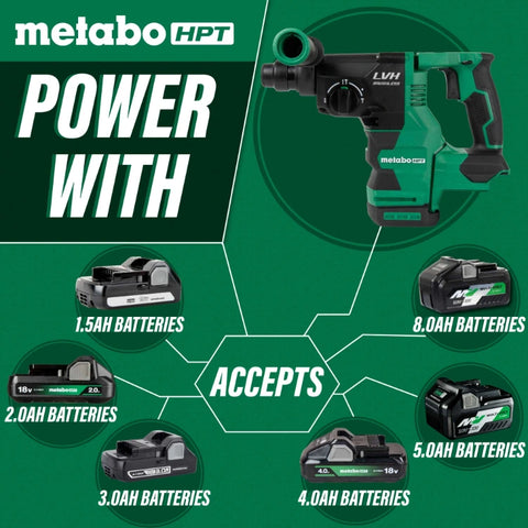 Metabo HPT DH1826DAQ4M 18V 1-1/8" SDS Plus Rotary Hammer Bare Tool