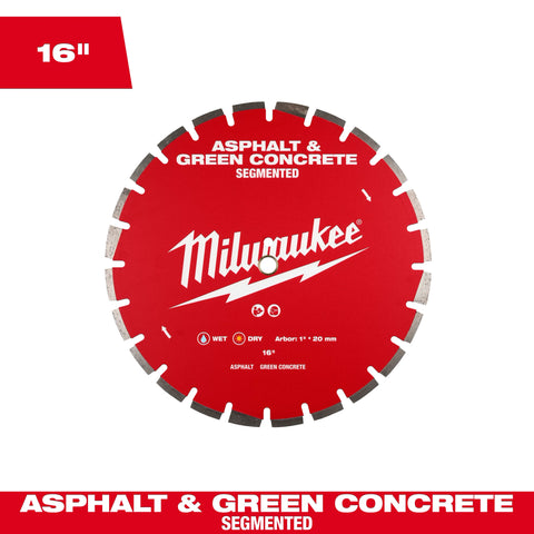 Milwaukee 49-93-7245 16" Asphalt & Green Concrete Diamond Blade