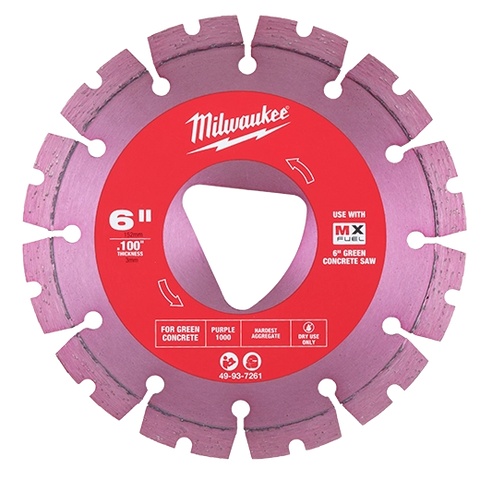 Milwaukee 49-93-7261 Purple 6” x .100” Diamond Blade for Green Concrete