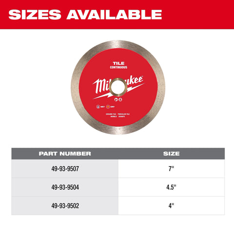 Milwaukee 49-93-9504 4.5" Standard Continuous Diamond Tile Blade