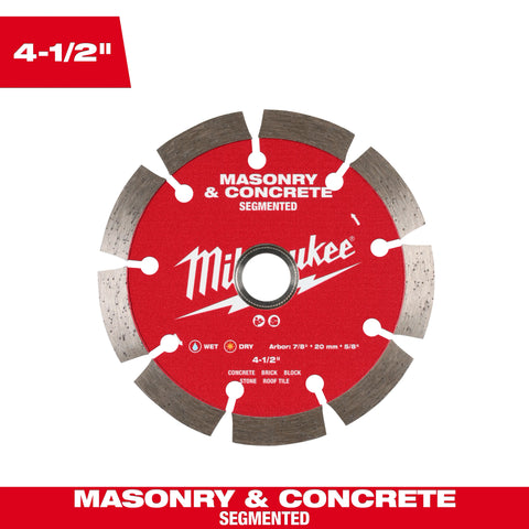 Milwaukee 49-93-9304 4.5" Standard Segmented Masonry & Concrete Diamond Blade