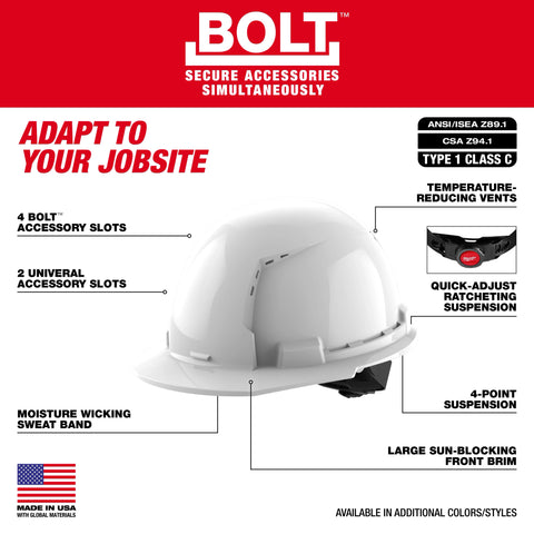 Milwaukee 48-73-1214 BOLT Front Brim Vented Hard Hat - Gray
