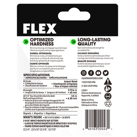 FLEX FAM10301-4 4pc 2-9/16in Impact-rated Nut Setter