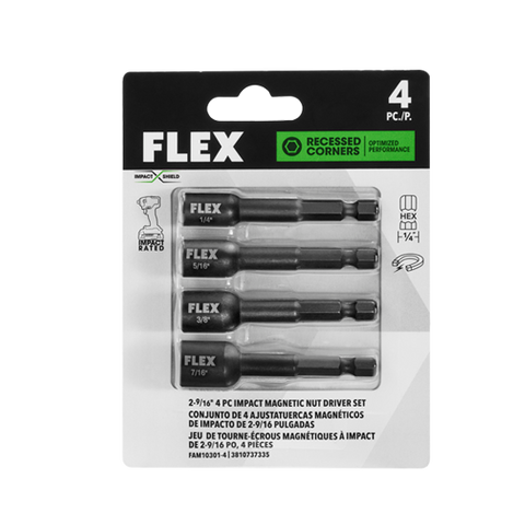 FLEX FAM10301-4 4pc 2-9/16in Impact-rated Nut Setter