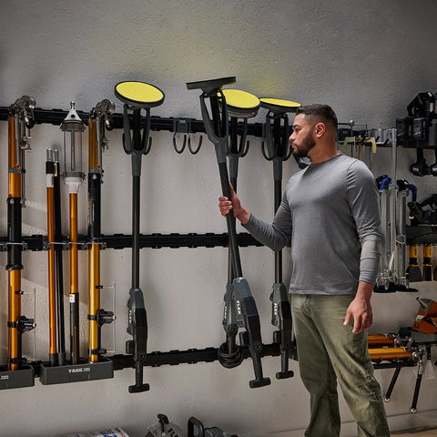 FLEX FSM1502-10 TRACK-LOCK 10-Piece All-Purpose Wall Storage Set – storage application; displayed tools and extra accessories not included (6)