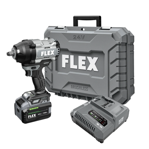 FLEX FX1472-1H 1/2" High-Torque Impact Wrench Stacked Lithium Kit(1x6.0Ah Stacked Battery+280W Rapid Charger)