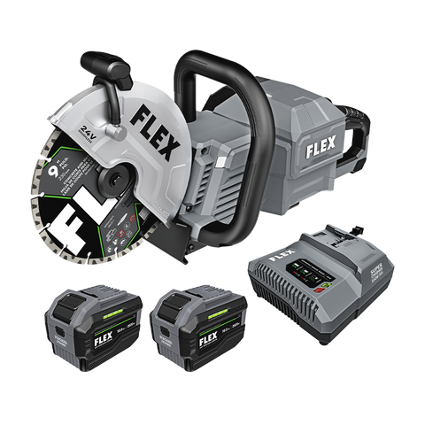 FLEX FX2481-2J 24V 9-Inch Cut-Off Saw Kit – Two 10Ah Batteries