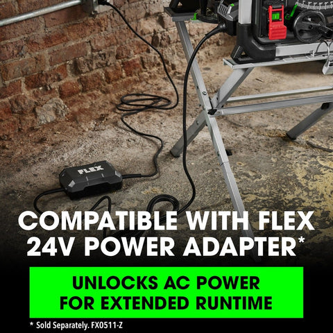 FLEX FX7221-Z 24V 10-Inch Table Saw – Bare Tool – feature view; battery and optional accessories sold separately (7)