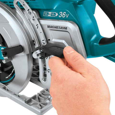 Makita XSR01PT bevel adjustment lifestyle detail