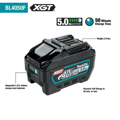 Makita BL4050F XGT 5.0Ah battery rear feature image