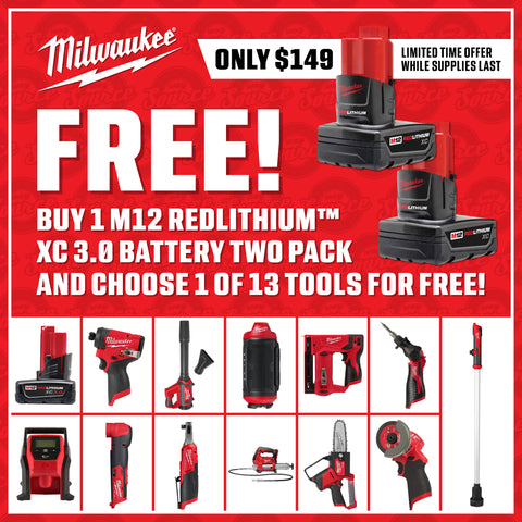 Milwaukee 48-11-2412 M12 REDLITHIUM™ XC 3.0 Battery Two Pack + Free Item