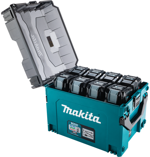 Makita BCC01 Feature Shot (8.0ah batteries lid open)