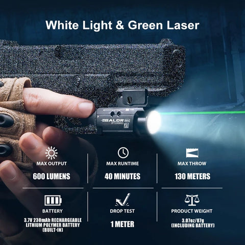 OLIGHT BALDRMINITBK Baldr Mini / Baldr RL Mini Laser Combo Tactical Light 600 Lumens