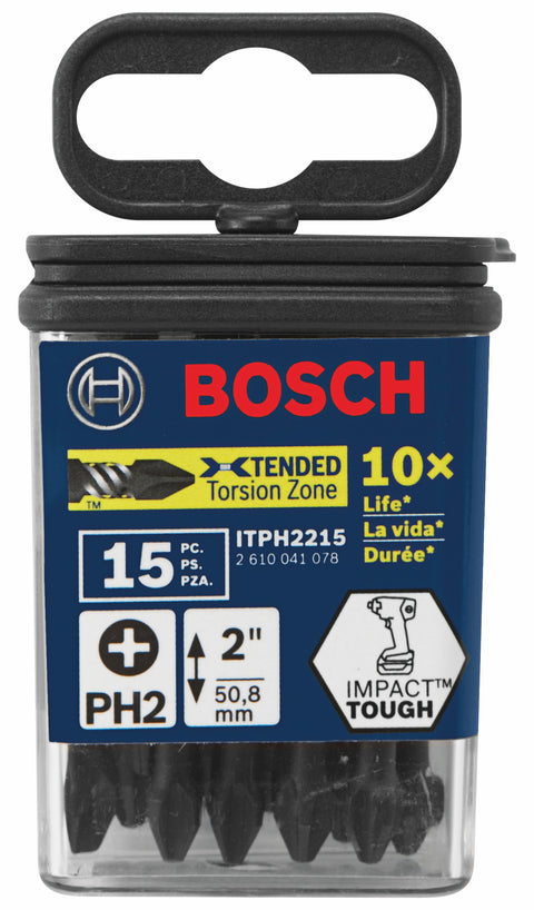 BOSCH ITPH2215 15 pc. Impact Tough™ 2 In. Phillips® #2 Power Bits