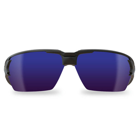 Edge Eyewear XPAP418 - Safety Glasses - Pumori - Black Frame / Aqua Precision Blue Mirror Lens