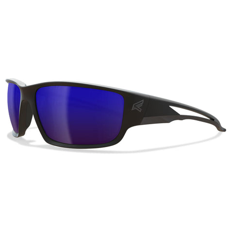 Edge Eyewear TSKAP218 - Safety Glasses - Kazbek - Black Frame / Polarized Aqua Precision Blue Mirror Lens