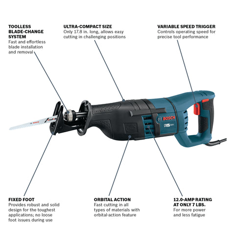BOSCH RS325 1 In. D-Handle Reciprocating Saw