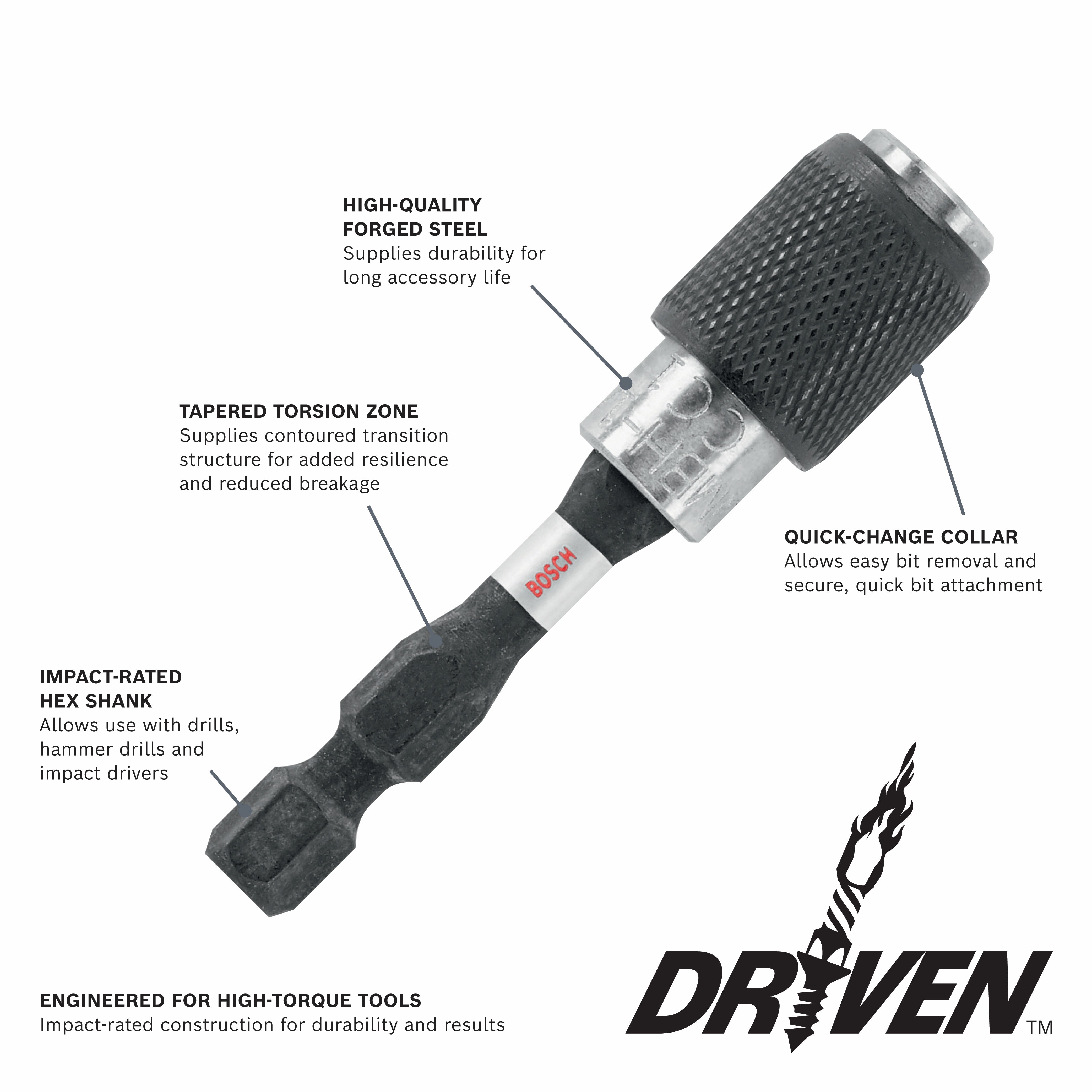 BOSCH ITDBHQC201 Driven 2 In. Impact Quick Change Bit Holder – Way Source