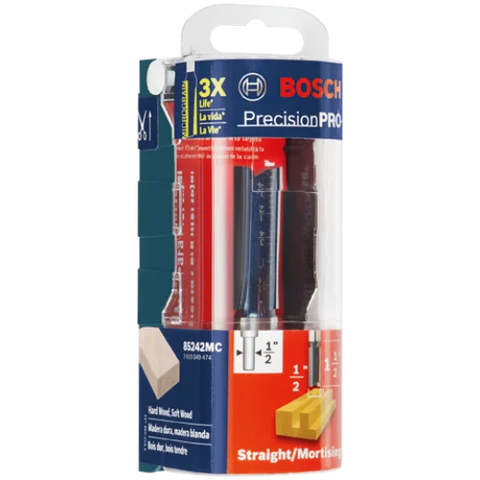 BOSCH 85242MC 1/2 In. x 1-1/2 In. Carbide-Tipped Double-Flute Straight Router Bit