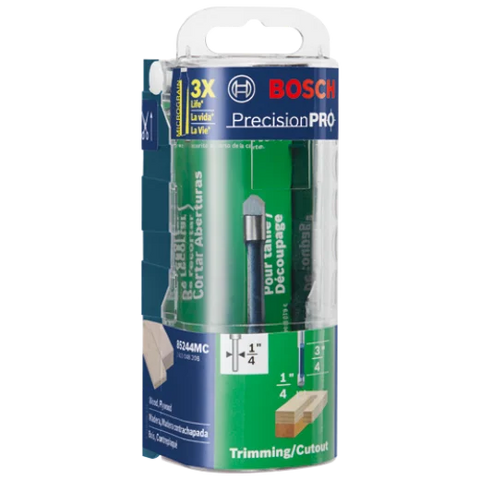 BOSCH 85244MC 1/4 In. x 3/4 In. Carbide-Tipped Single-Flute Pilot Panel Concave Router Bit