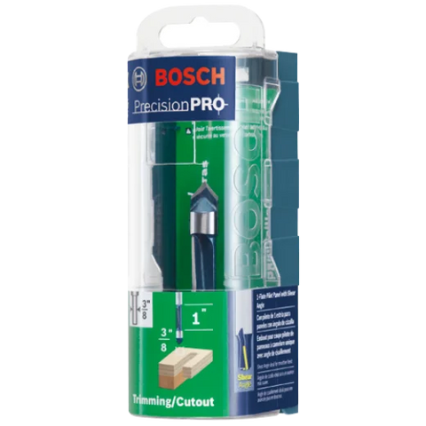 BOSCH 85245SMC 3/8 In. x 1 In. Carbide-Tipped Single-Flute Shear Angle Pilot Panel Router Bit