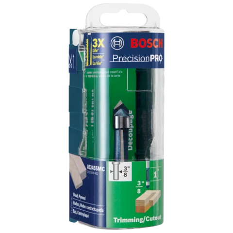 BOSCH 85245SMC 3/8 In. x 1 In. Carbide-Tipped Single-Flute Shear Angle Pilot Panel Router Bit