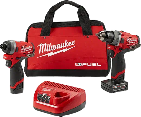 Milwaukee 2598-22 M12 FUEL 2-Tool Combo Kit: 1/2" Hammer Drill and 1/4" Hex Impact Driver