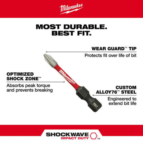 Milwaukee 48-32-4963 2PK 2" SHOCKWAVE™ Impact Phillips Bits PH3