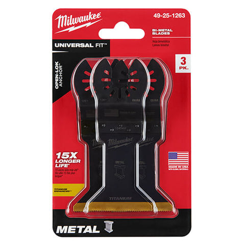 Milwaukee 49-25-1263 Milwaukee® OPEN-LOK™ 1-3/4" TITANIUM ENHANCED BI-METAL METAL BLADES 3PK