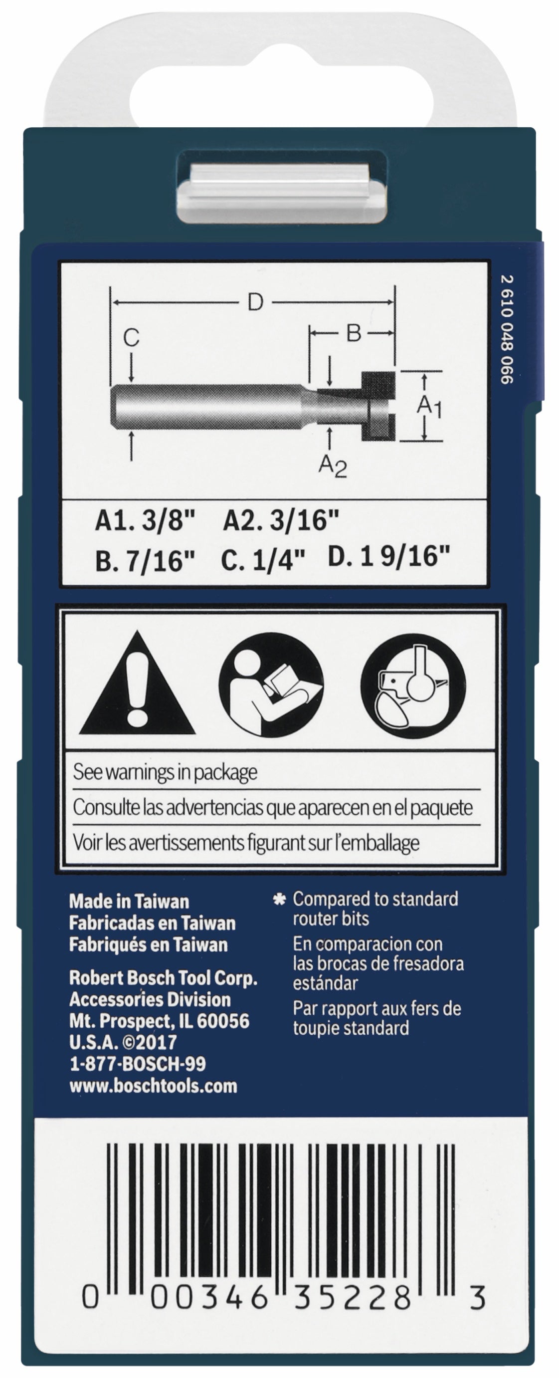 Bosch 85608MC 3/8" X 3/16" Keyhole Router Bit – 1/4" Shank, For Picture Frames & Plaques