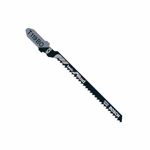 BOSCH T119BO 5 pc. 3-1/4 In. 12 TPI Basic Wood Cutting T-Shank Jig Saw Blades