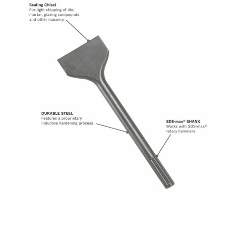 BOSCH HS1910 3 In. x 12 In. Scaling Chisel SDS-max® Hammer Steel