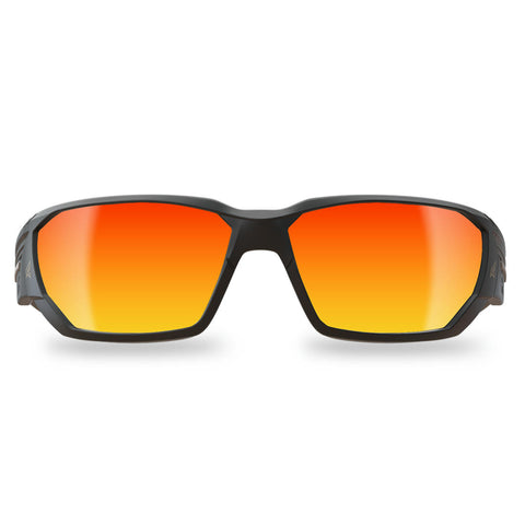 Edge Eyewear XDAP419 - Safety Glasses - Dawson - Black Frame / Aqua Precision Red Mirror Lens