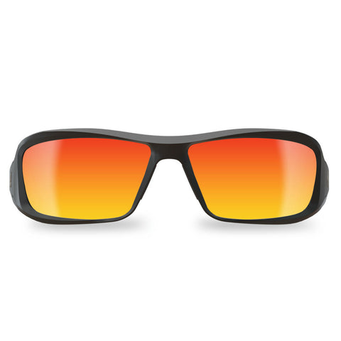 Edge Eyewear XBAP139 - Safety Glasses - Brazeau - Black Frame / Aqua Precision Red Mirror Lens