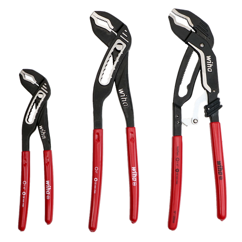 Wiha 34690 3 Piece Classic Grip V-Jaw Tongue and Groove Pliers Tray Set
