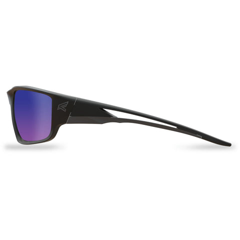 Edge Eyewear TSKAP218 - Safety Glasses - Kazbek - Black Frame / Polarized Aqua Precision Blue Mirror Lens