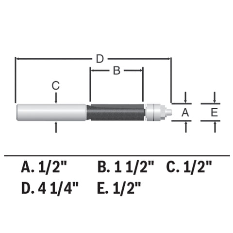 BOSCH 85601MC 1/2 In. x 1-1/2 In. Carbide-Tipped Double-Flute Template Trim Router Bit