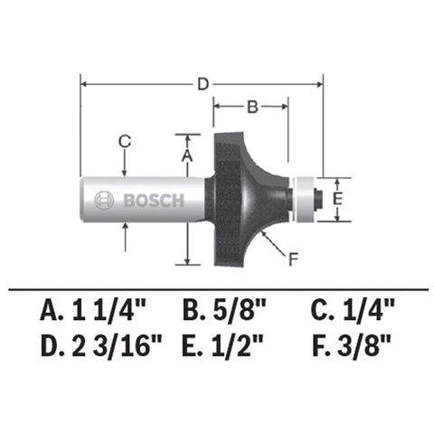 BOSCH 85296MC 3/8 In. x 5/8 In. Carbide-Tipped Roundover Router Bit