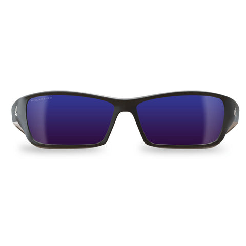 Edge Eyewear TSRAP218 - Safety Glasses - Reclus - Black Frame / Polarized Aqua Precision Blue Mirror Lens