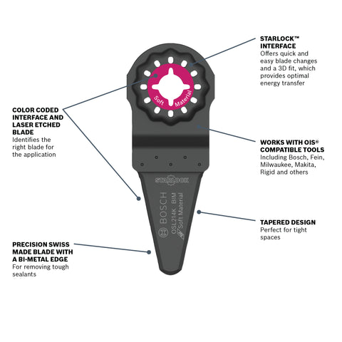 BOSCH OSL214K 2-1/4 In. Starlock® Oscillating Multi Tool Caulk Knife Blade